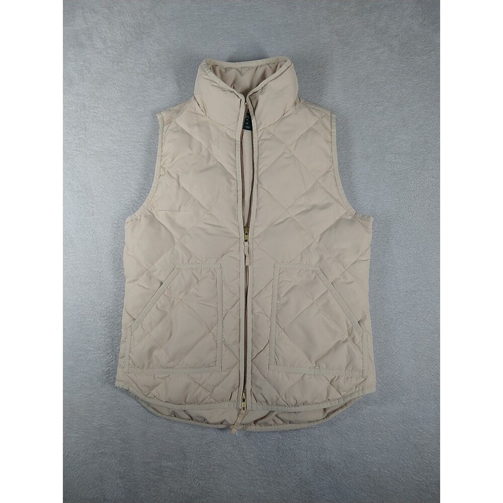 J. Crew Quilted Down Puffer Vest Women's XS Beige Pockets